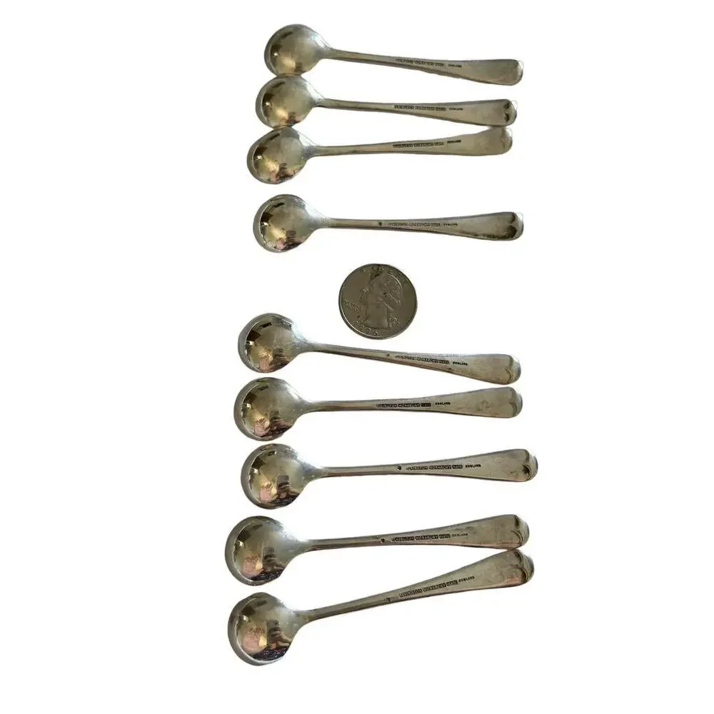 9 Elkington Monarchy Salt Spoons Silverplate 3 1/4